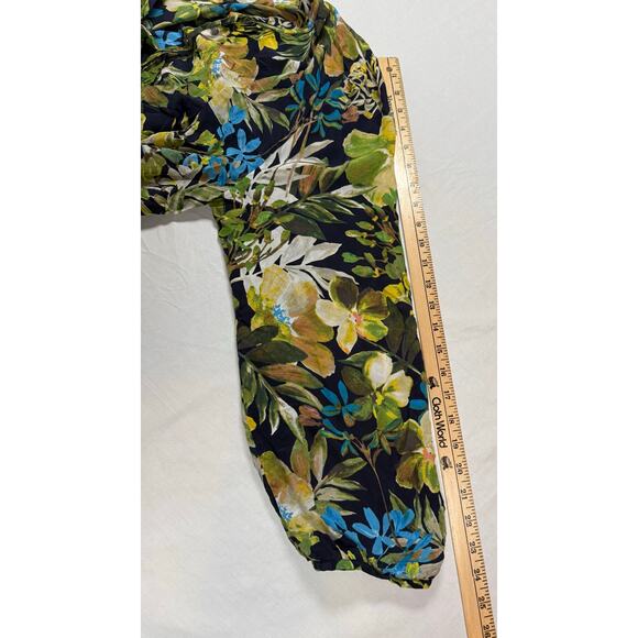 J. Crew Floral Silk Dress Size XL Ruffle Hem Long Sleeve 100% Silk - Picture 12 of 14